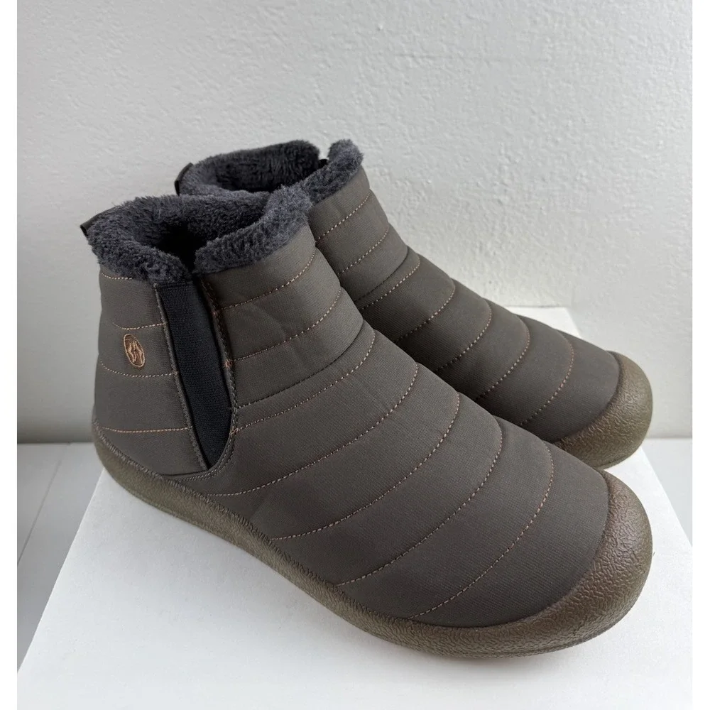 Eagsouni Waterproof Quilted Puffer Faux Fur Lined Mens Ankle Boot Sz 43 EU/10 US